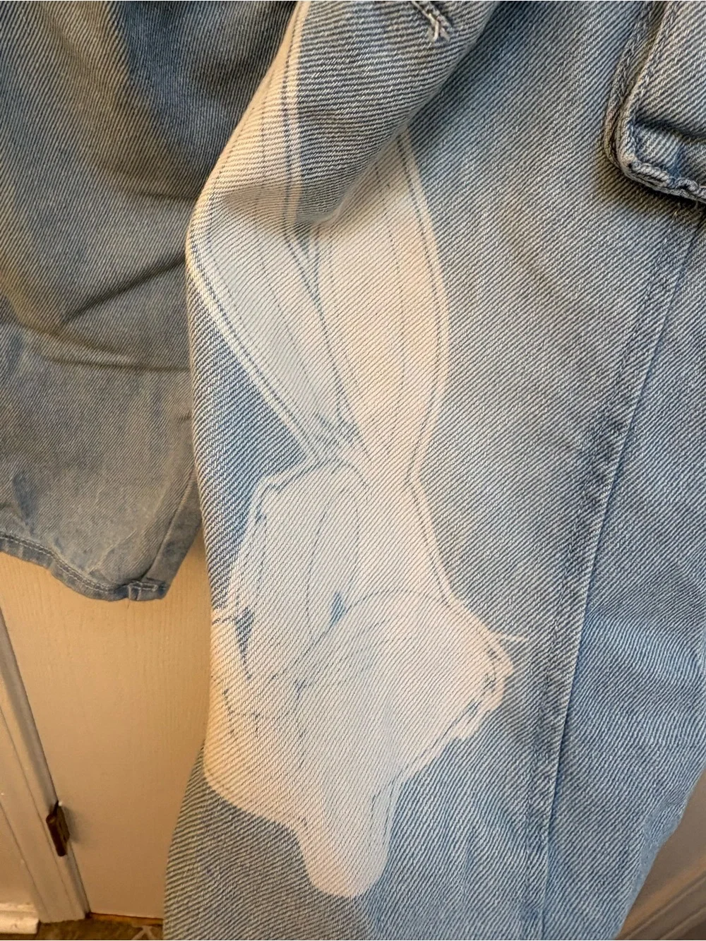 Justice Light Blue Cargo Jeans with Character Graphics - wide leg - cute!!